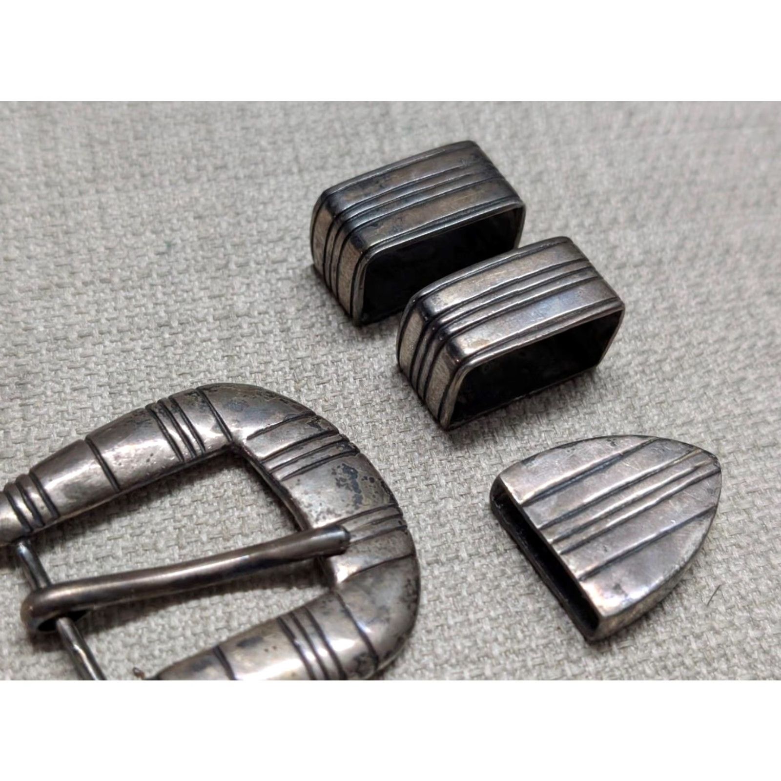Vintage VINTAGE Ranger NAVAJO 4pc belt buckle set Sterling Silver handcrafted western Size ONE SIZE - 4 Thumbnail