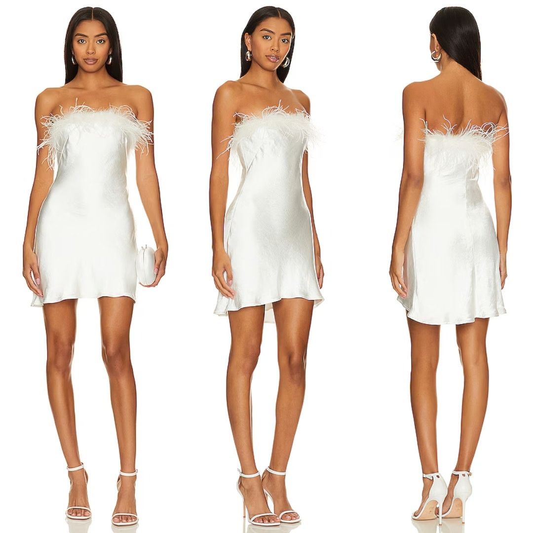 REVOLVE Lovers and Friends | Moira Mini Dress White Feather Trim XS Size XS / US 0-2 / IT 36-38 - 2 Thumbnail