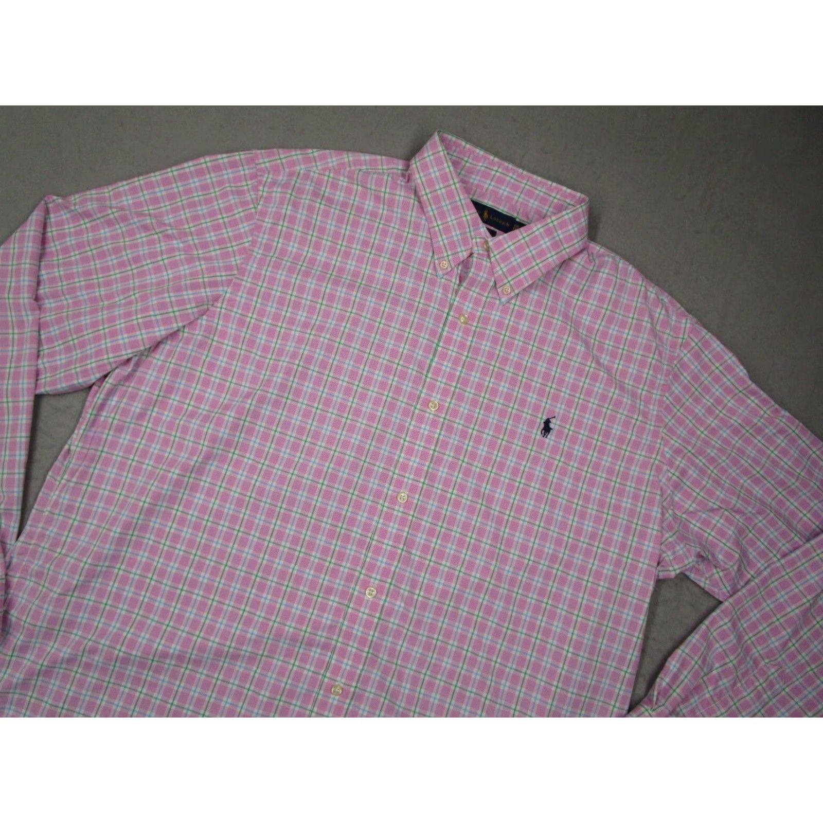 Ralph Lauren Ralph Lauren Shirt Mens 2XL Pink Check Button-Up Classic Fit Pony Embroidered Nylon Blend Long Sleeve Size US XXL / EU 58 / 5 - 2 Thumbnail