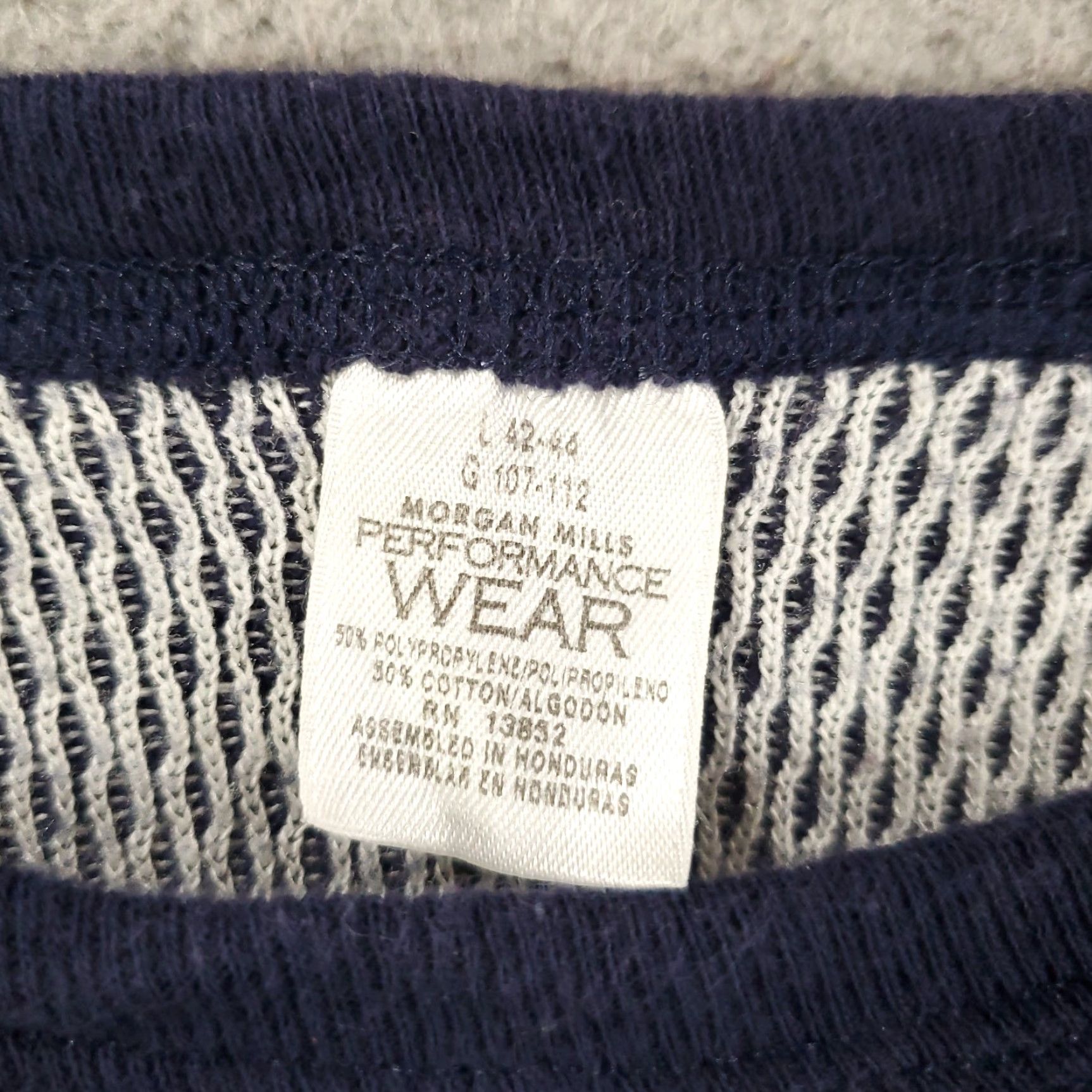 Vintage VINTAGE Morgan Mills Shirt Mens Large Navy Blue Thermal Knit 90s Outdoor Sports Crew Neck Long Sleeve Blue (Cotton) Mens L Size US L / EU 52-54 / 3 - 4 Thumbnail