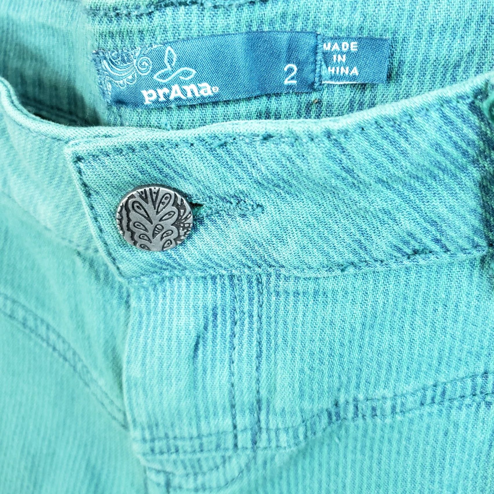 Prana Prana Womens Skinny Jeans Sz 2 Green Teal Stripes Low Rise Cotton Blend Jeans Size 26" / US 2 / IT 38 - 6 Thumbnail