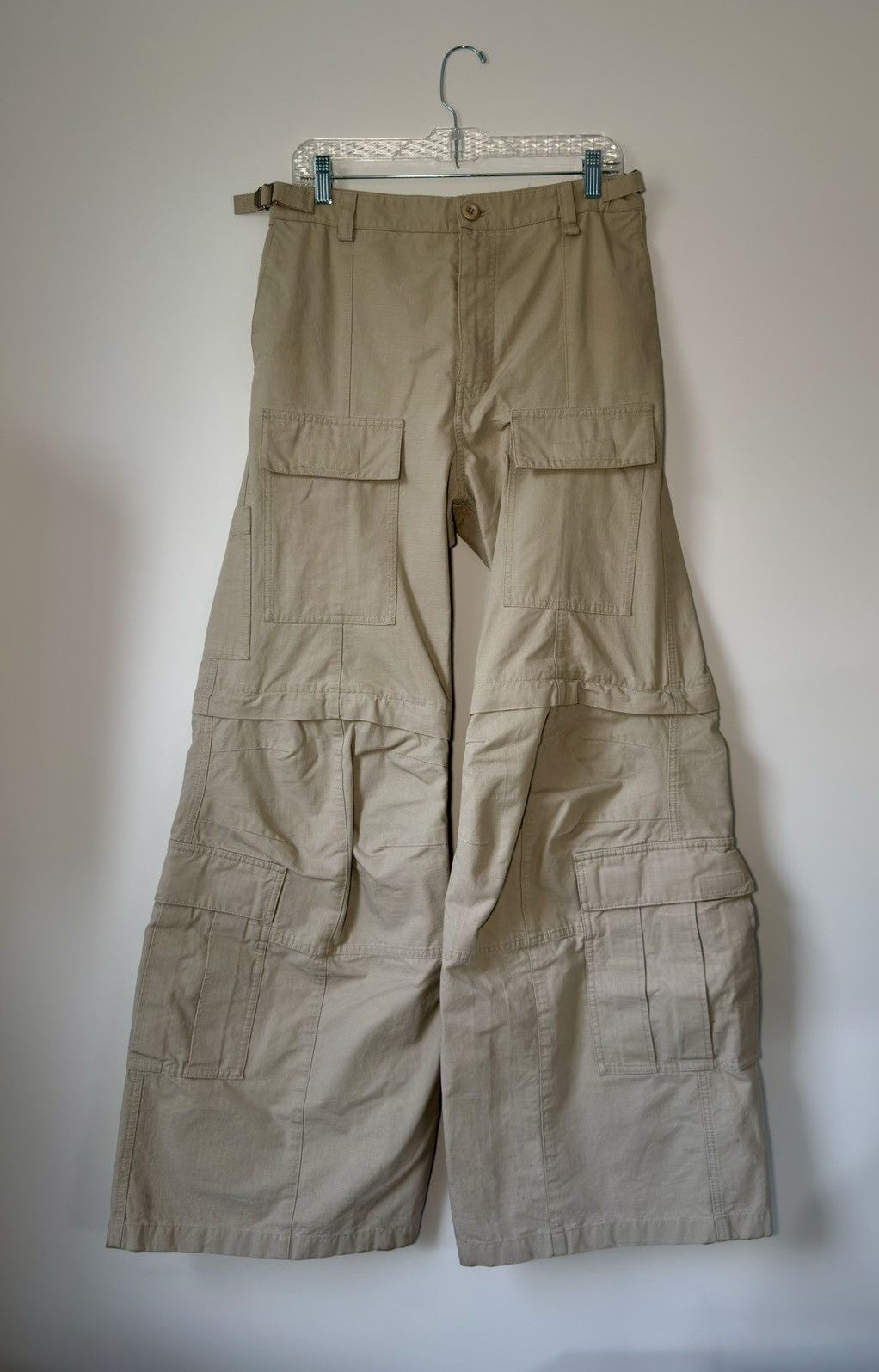 Balenciaga AW23 flared convertible cargo pants beige