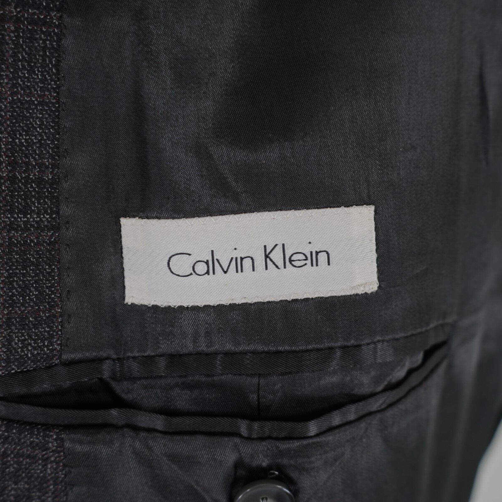 Calvin Klein Calvin Klein Wool Gray Check W/ Purple Windowpane 2 Button B Size 42L - 8 Thumbnail