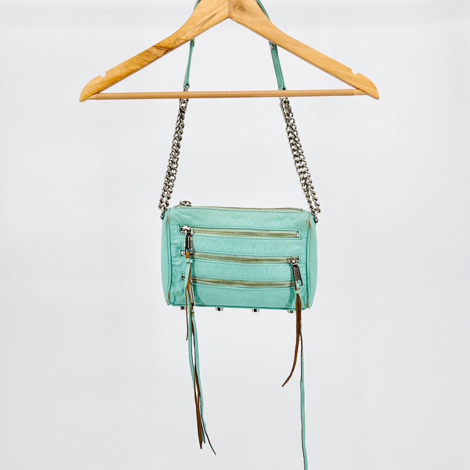 Rebecca Minkoff Vintage Y2K Mint Green Leather Silver Chain Shoulder Bag Size ONE SIZE - 1 Thumbnail