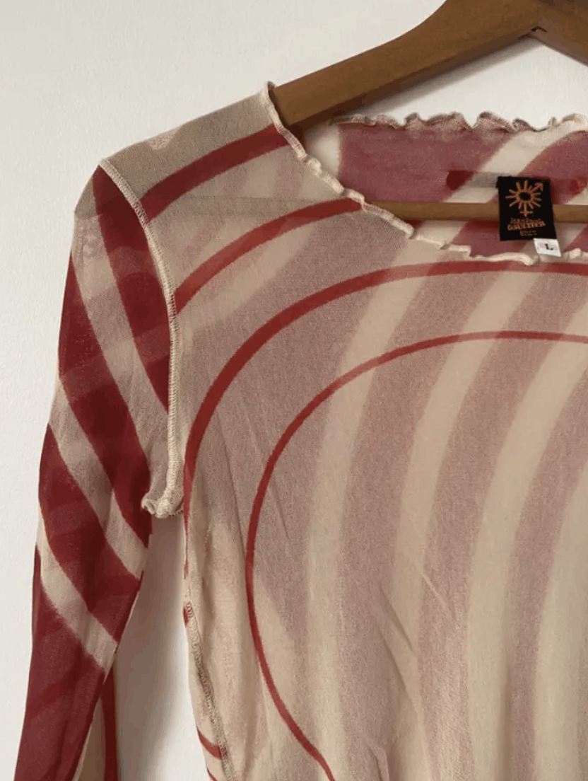 Jean Paul Gaultier × Vintage Jean Paul Gaultier Mesh Top Printed Dress Jacket Coat EX0075 Size L / US 10 / IT 46 - 3 Thumbnail