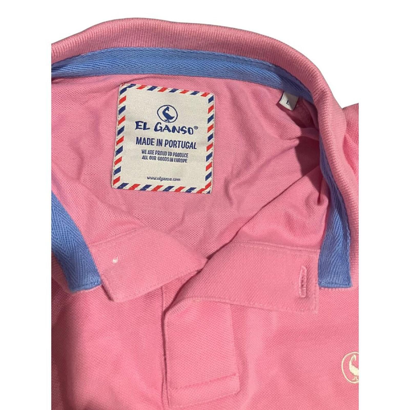 Other El Ganso Men’s Polo Shirt Pink Blue Trim 100% Cotton Size L Size US L / EU 52-54 / 3 - 8 Thumbnail