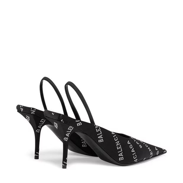 Balenciaga o1g2r1mq0924 Logo Heels in Black & White Size US 8 / IT 38 - 4 Thumbnail