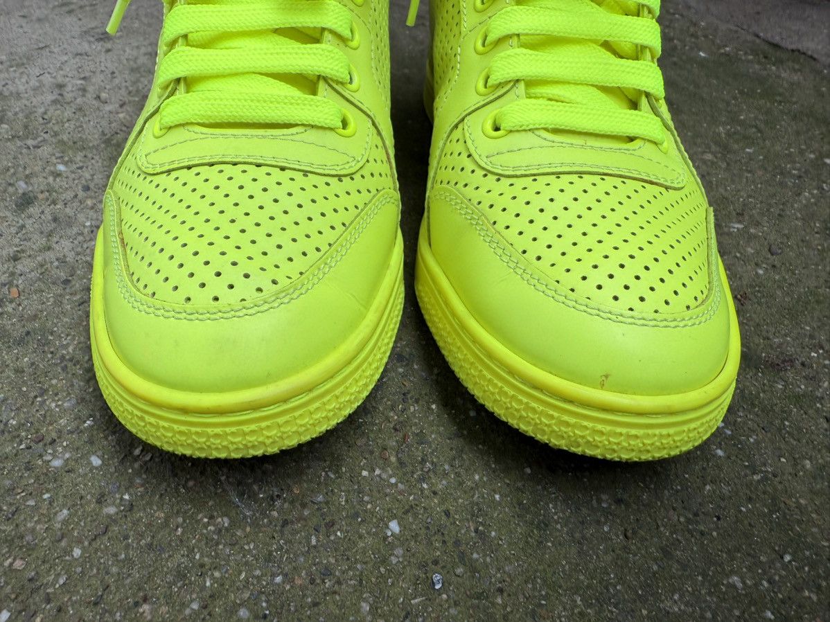 Gucci ✨Gucci✨ Neon Green Perforated Leather High Top Sneakers Size US 6.5 / IT 36.5 - 6 Thumbnail