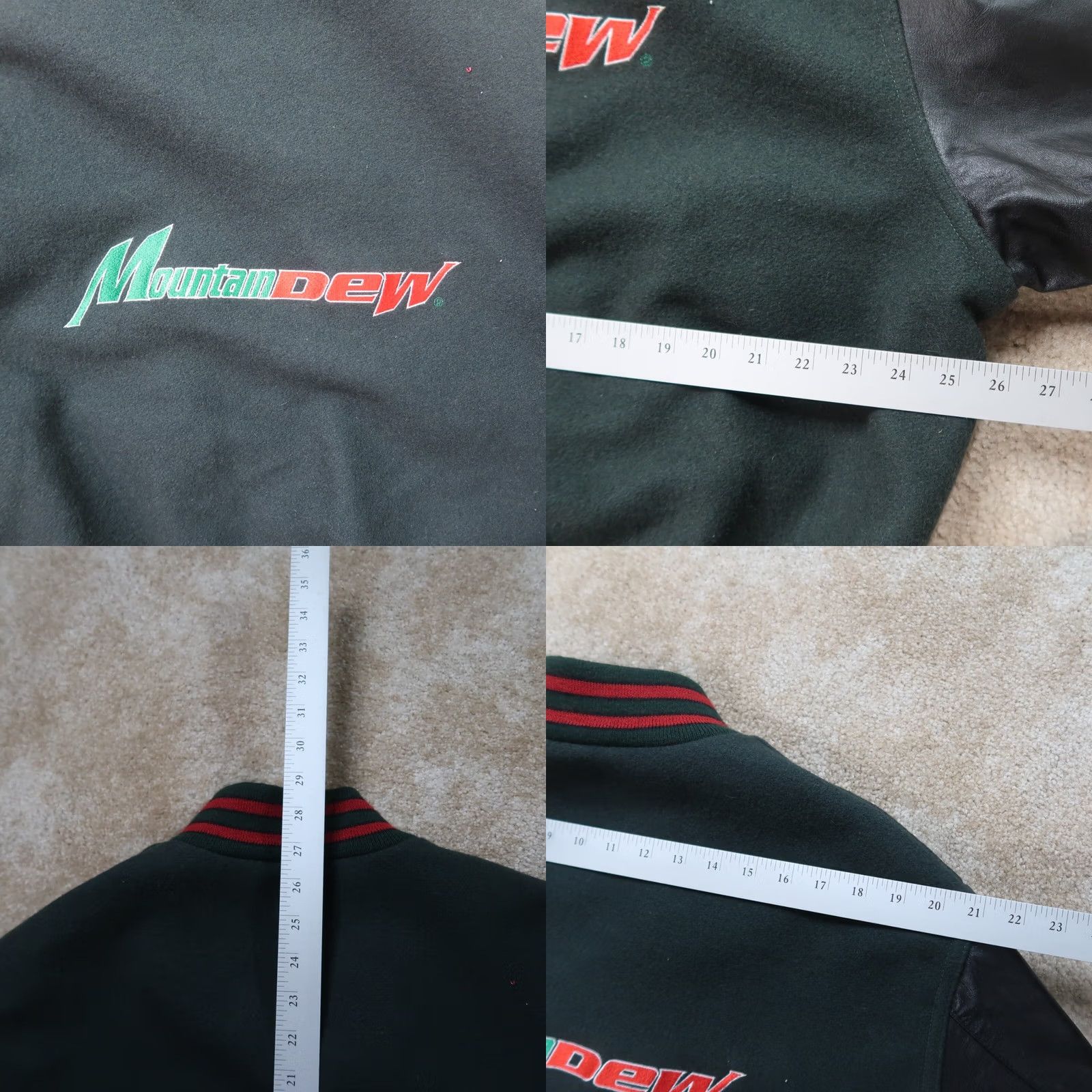 Holloway VINTAGE Mountain Dew Varsity Jacket Men XL Green Black Snap Button Leather Sleeves Embroidered Logo Zipper Pockets Wide Size? (adjusted to fit rules) Size US XL / EU 56 / 4 - 8 Thumbnail
