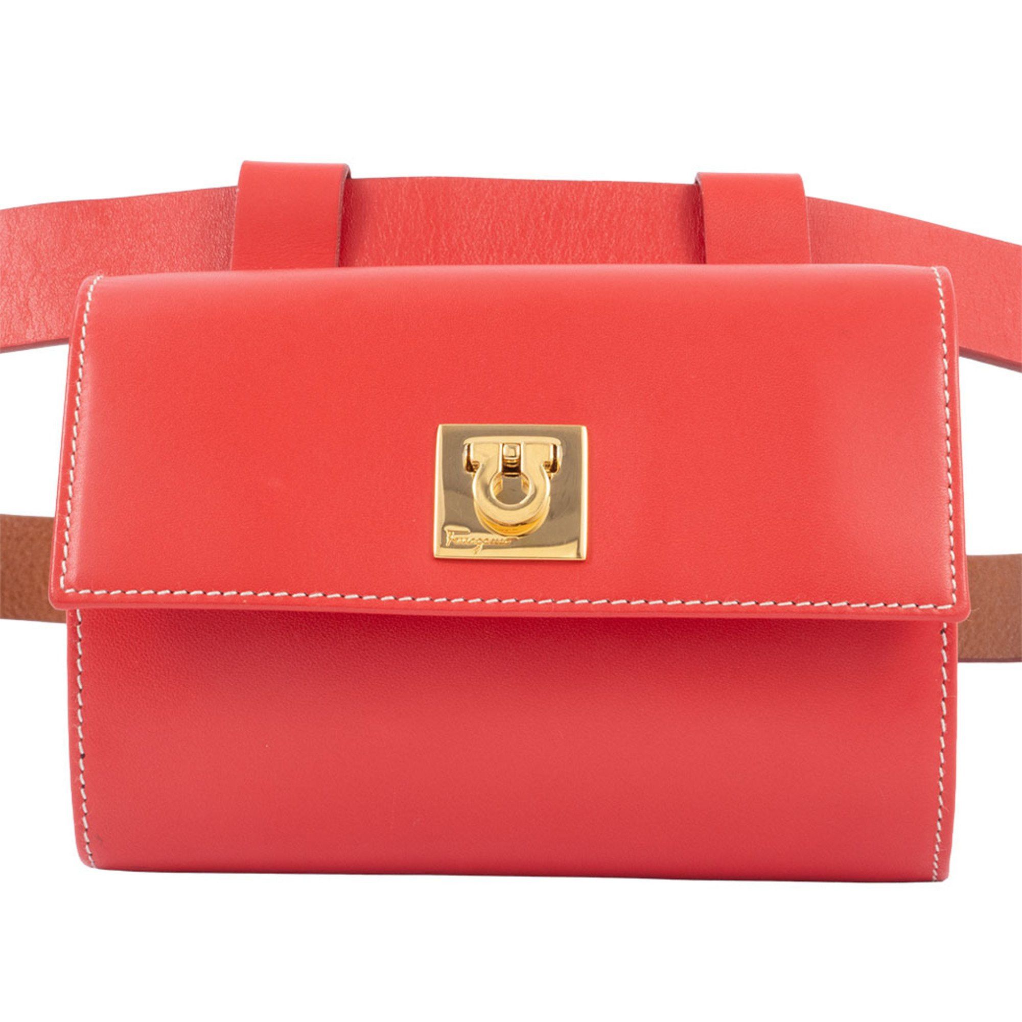 Salvatore Ferragamo Salvatore Ferragamo Gancini waist pouch, body bag, leather, red, for women Size ONE SIZE - 1 Thumbnail
