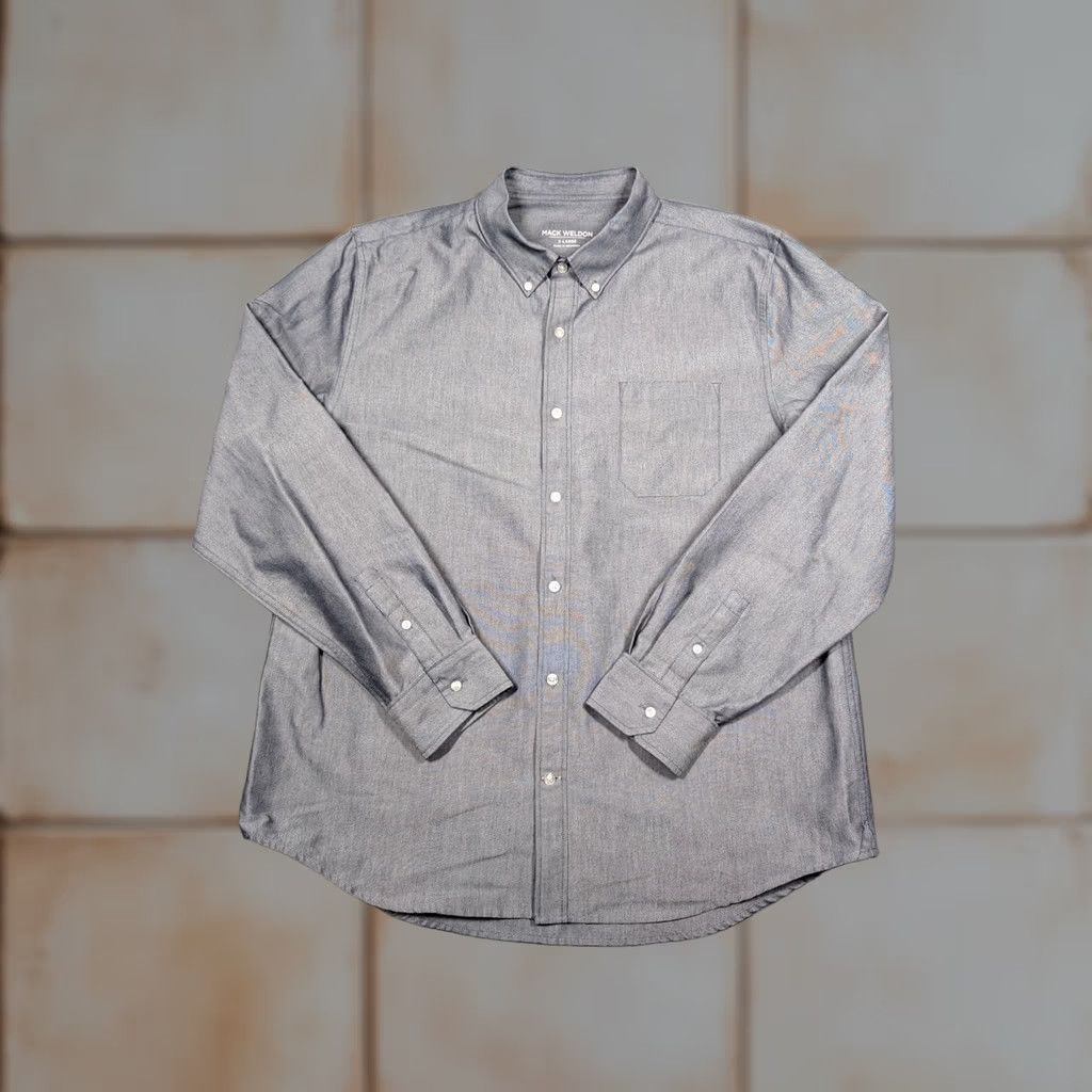 Vintage Mack Weldon Shirt Mens XL Gray Button Down Long Sleeve Solid Micro-Pattern Casual Comfort Regular Fit Mens Size US XL / EU 56 / 4 - 1 Thumbnail
