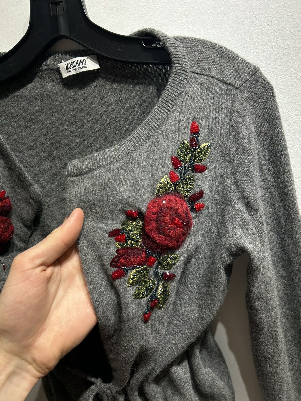 Moschino 3D Floral Embroidery Belted Cardigan Size XS / US 0-2 / IT 36-38 - 13 Thumbnail