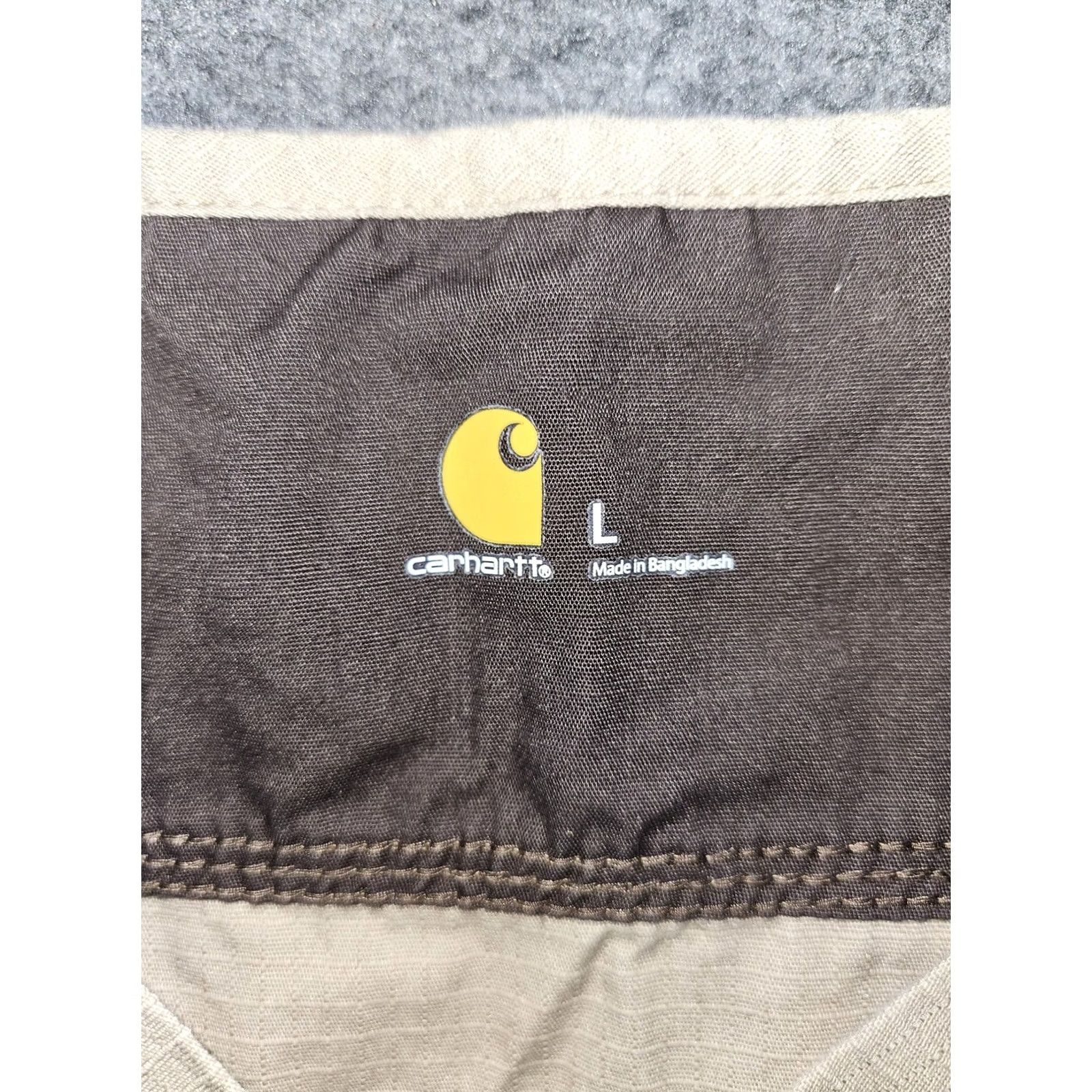 Carhartt Carhartt Shirt Mens L V-Neck Utility Ripstop Short Sleeve Pocket Workwear Beige Khaki 55% Cotton 45% Polyester Regular Fit Size US L / EU 52-54 / 3 - 2 Thumbnail