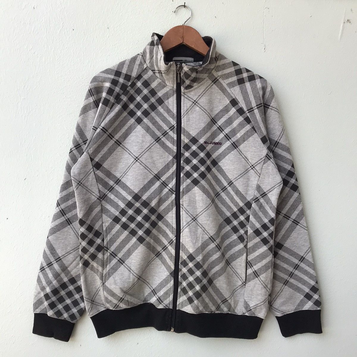 Japanese Brand × Mr. Junko Mr Junko stripes plaid sweater zip up Size US L / EU 52-54 / 3 - 1 Thumbnail