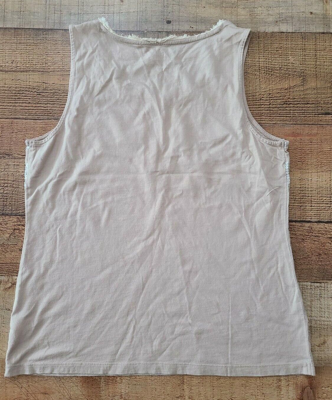 Chicos Chicos Tank Top Size 1 Beige Tan Sequin Striped Fringe Size XS / US 0-2 / IT 36-38 - 3 Thumbnail
