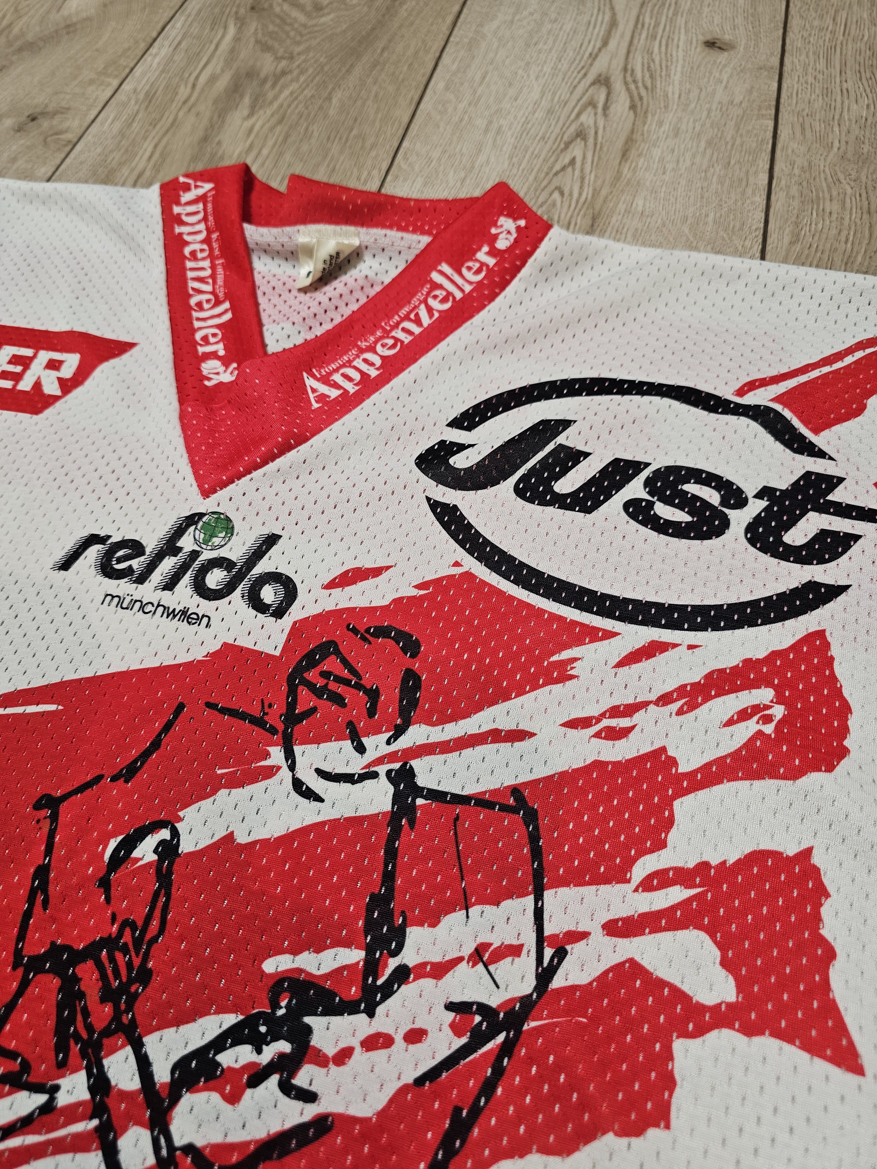 Vintage SC HERISAU 1997 HOCKEY JERSEY SIGNED BINET SWITZERLAND Size US L / EU 52-54 / 3 - 4 Thumbnail
