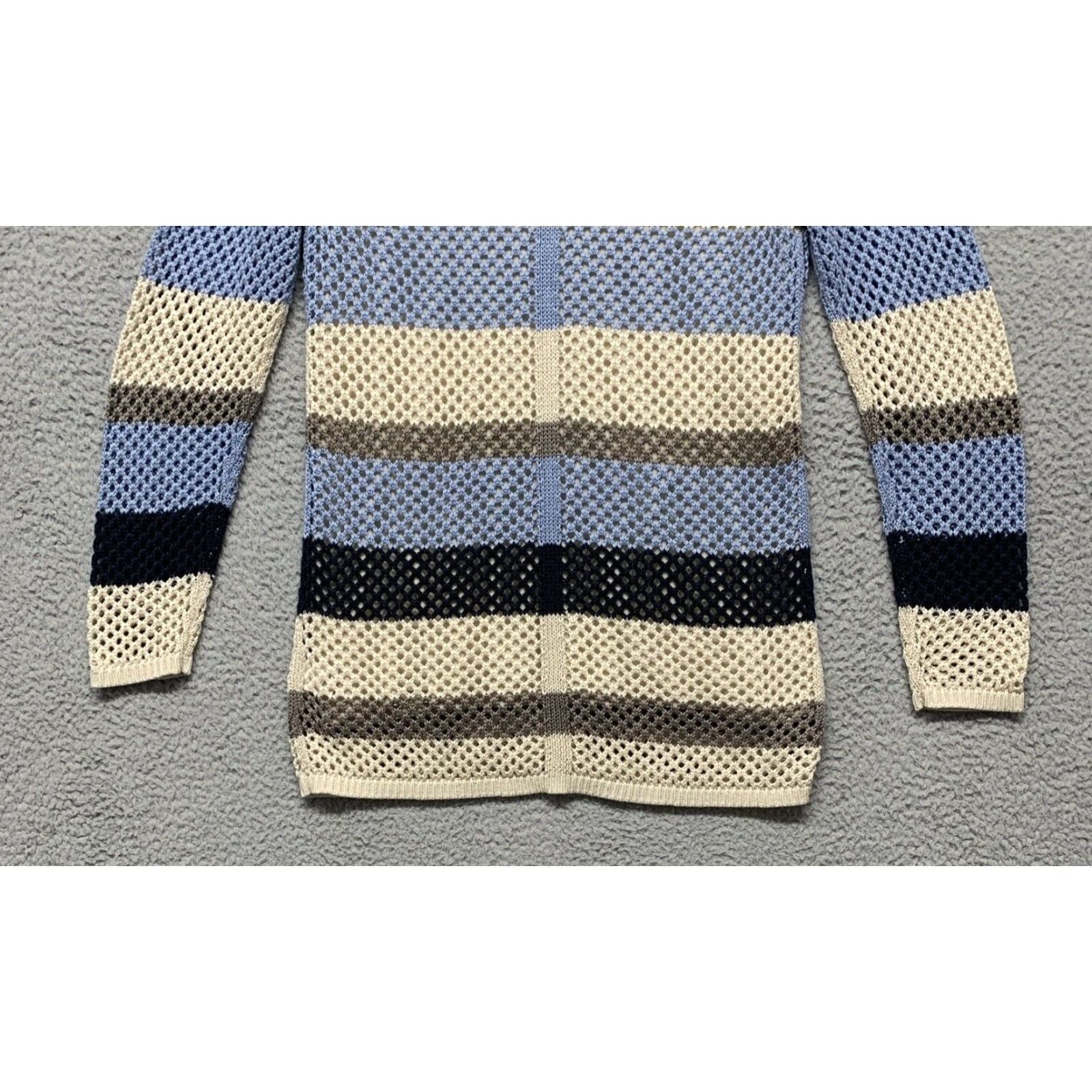 Croft & Barrow Croft & Barrow Women’s Long Sleeve Knitted Top Stripe Cream Blue Tones V-Neck M Blue Tan Size M / US 6-8 / IT 42-44 - 6 Thumbnail