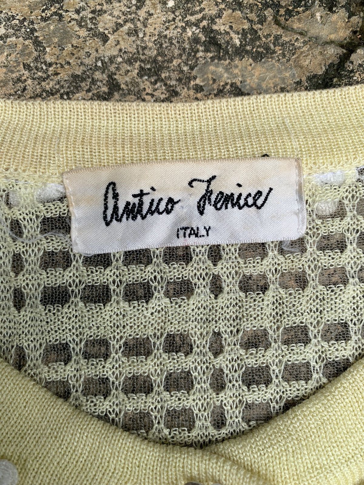 Japanese Brand × Vintage 1990s Antico Jenice Crochet Knit Button Up Floral Trim Top Size M / US 6-8 / IT 42-44 - 8 Thumbnail