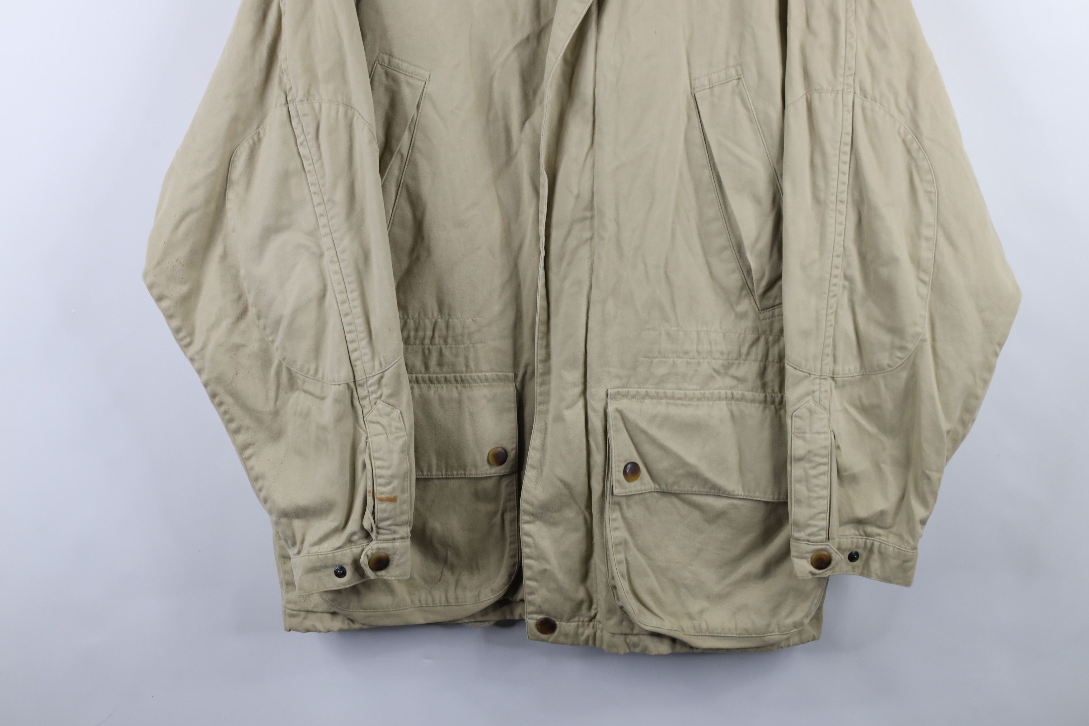 Nautica × Vintage Vintage 90s Nautica Leather Collar Chore Barn Jacket Beige Size US L / EU 52-54 / 3 - 3 Thumbnail