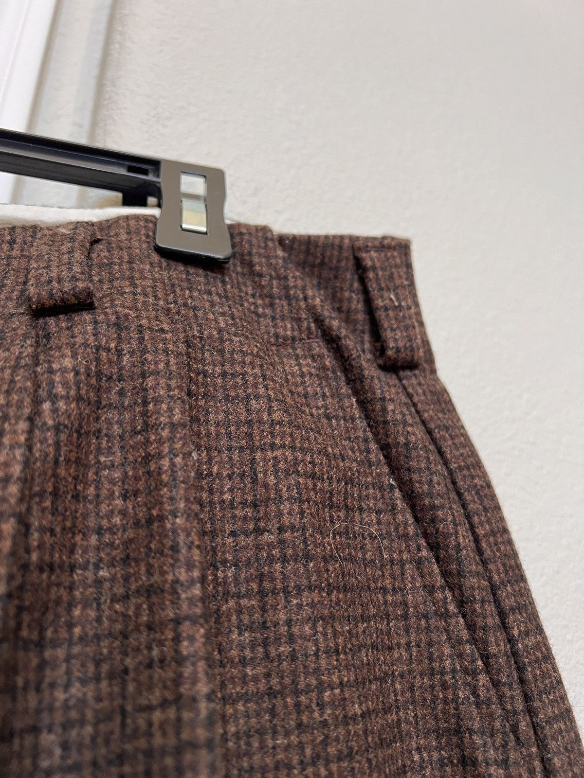 Evan Kinori Fox superfine merino check two pleat pant 34 Size US 34 / EU 50 - 4 Thumbnail
