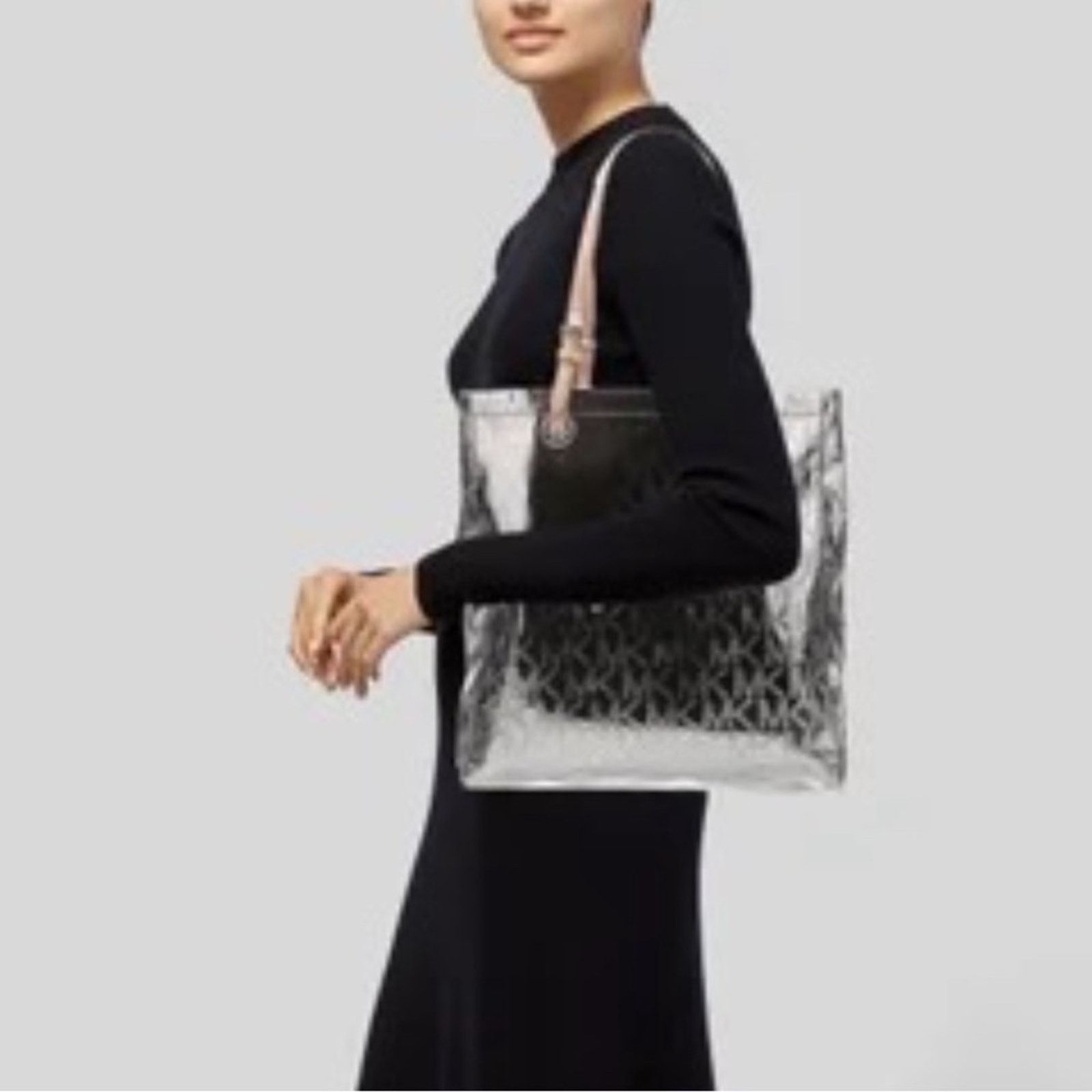 Michael Kors Michael Kors Metallic Mirror PVC Leather North South Tote Size ONE SIZE - 4 Thumbnail