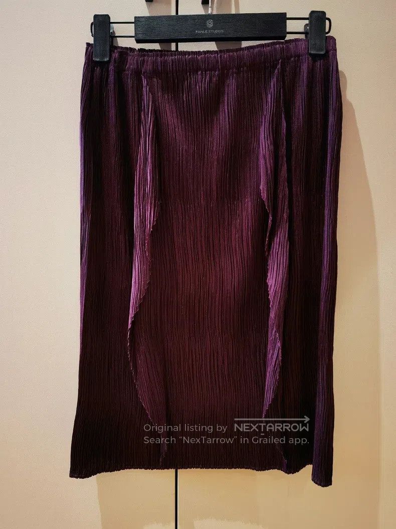 Issey Miyake Issey Miyake size:3 Dark Red Retro Kelp Pleated Midi Skirt Size 31" - 6 Thumbnail