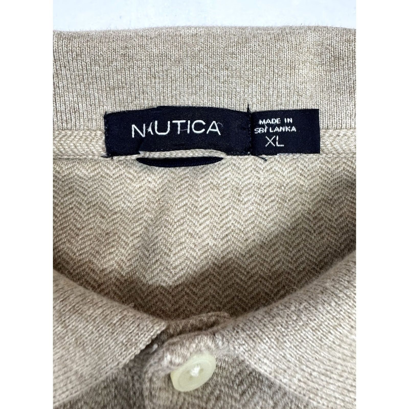 Nautica Nautica Rugby Polo Shirt Men's XL Tan Beige Collar Long Sleeve Cotton Size US XL / EU 56 / 4 - 3 Thumbnail