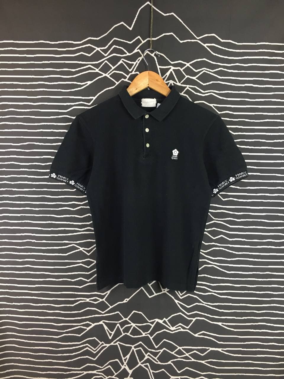 image of Vintage Mary Quant British Fashion Designer Ringer Polo Tee in Black, Men's (Size Medium)