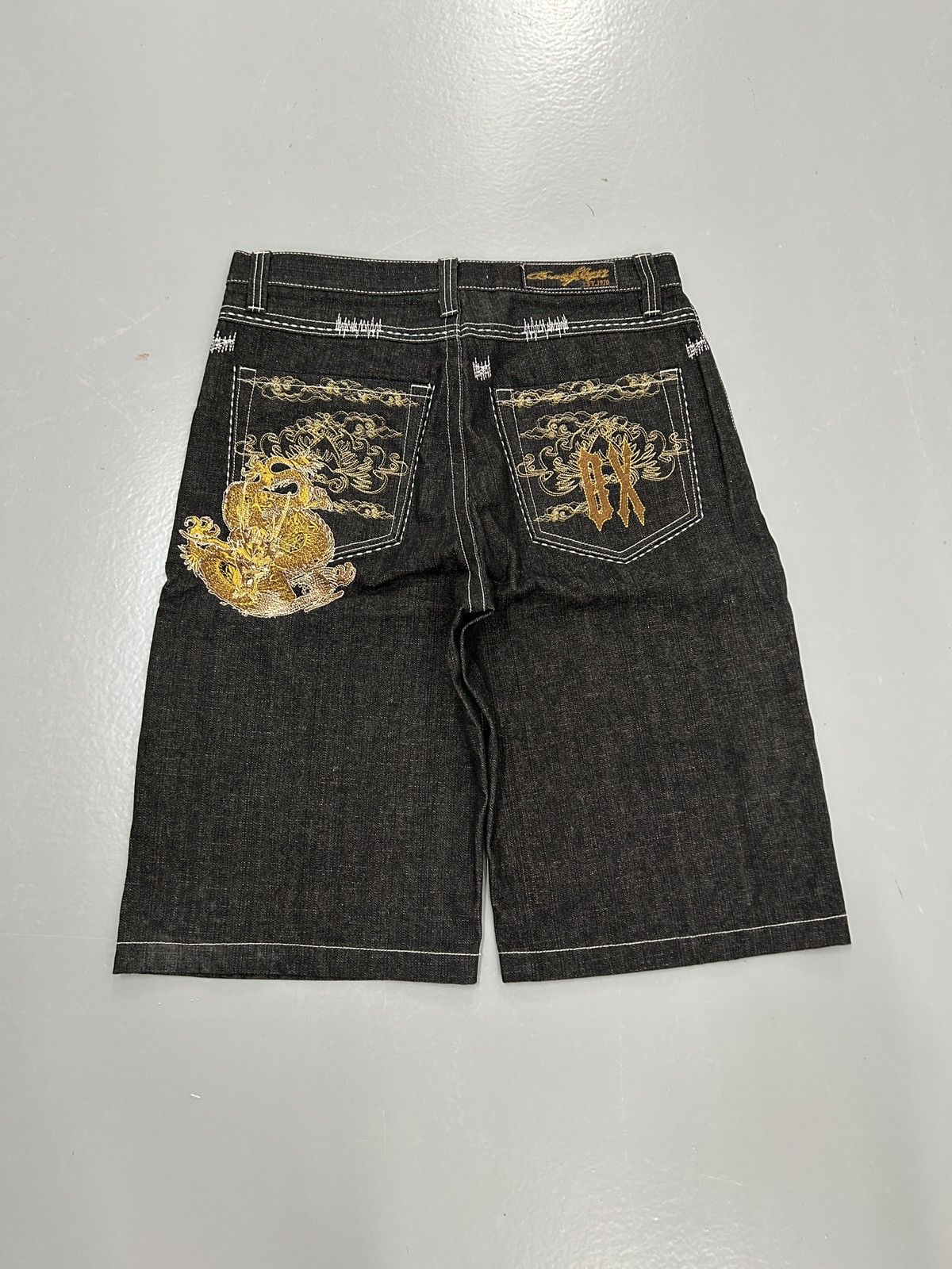 Pre-owned Jnco X Vintage Crazy Cyber Grunge Jnco Style Baggy Jorts Skater Essential In Black