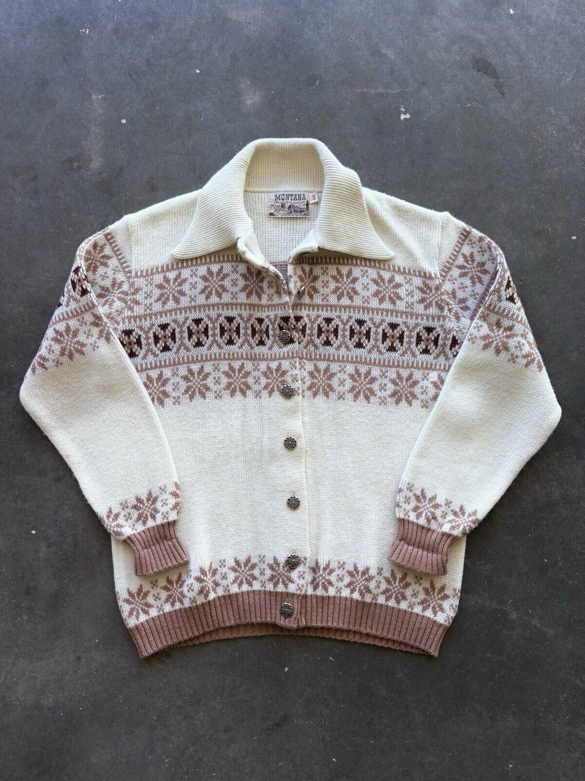 Vintage Vintage 70s 80s Montana Woolen Shop Button Up Sweater Sz 40 Size M / US 6-8 / IT 42-44 - 1 Thumbnail