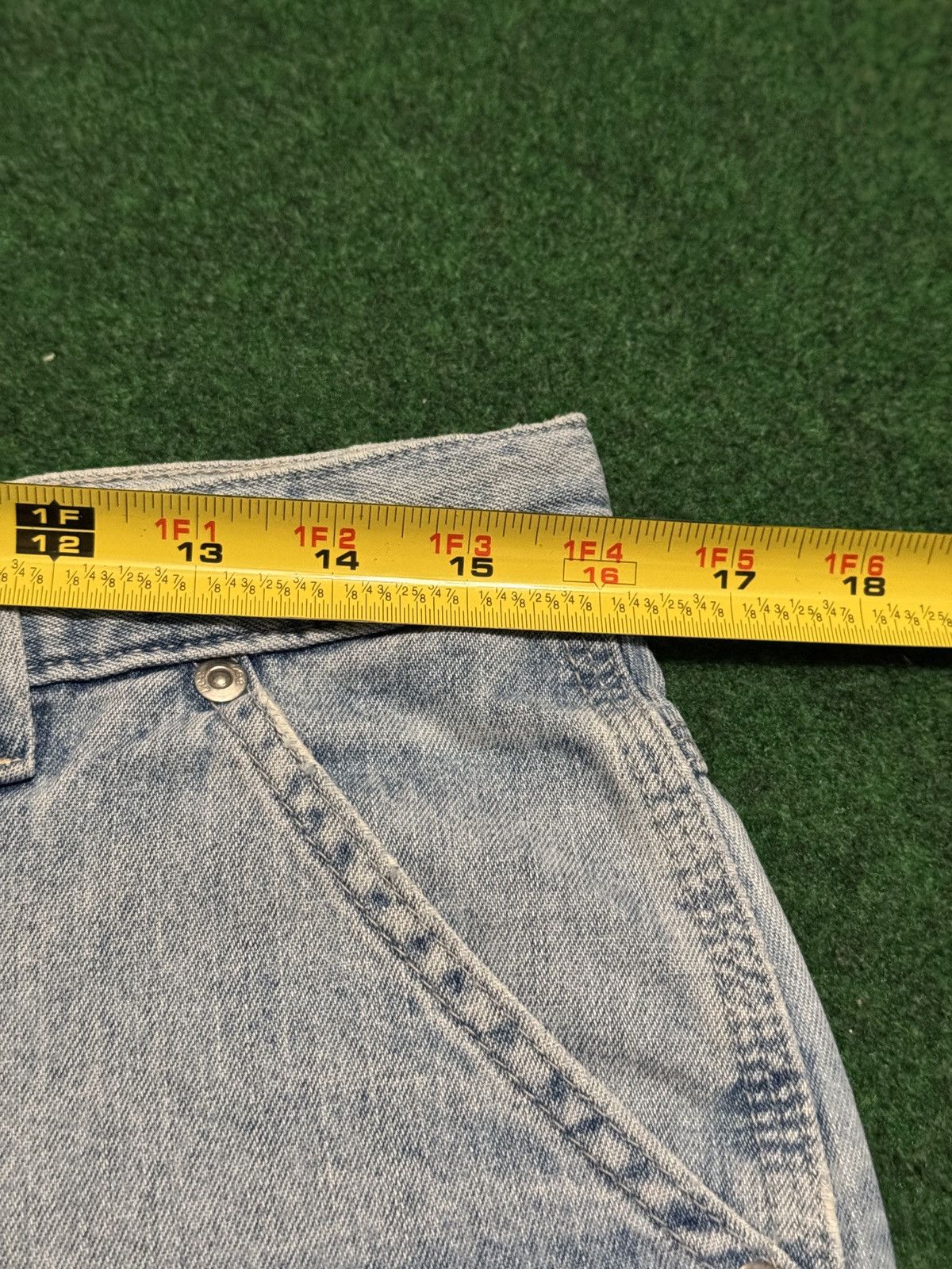 Lee × Vintage Vtg 90s Y2K Lee Dungaree Carpenter Jorts 11 6” Denim Shorts Size 32" / US 10 / IT 46 - 3 Thumbnail