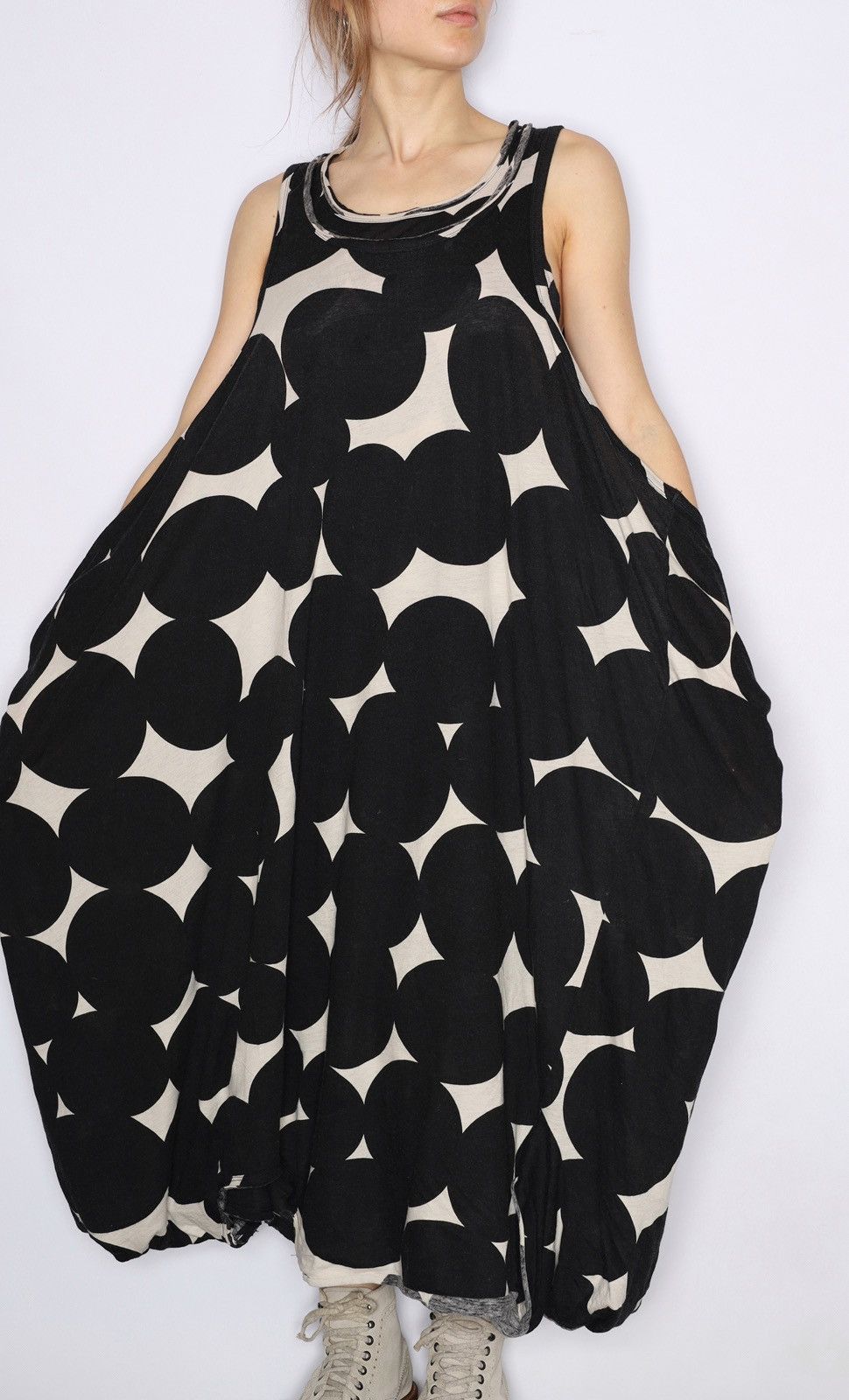 Rundholz Rundholz Black Label Wide Maxi Dress Polka Dot Printed White Size S / US 4 / IT 40 - 6 Thumbnail