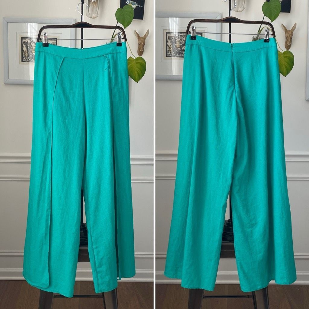 Other NWOT Lulus Postcards From Me Turquoise Green Wide Leg Pants M Size 29" - 1 Thumbnail