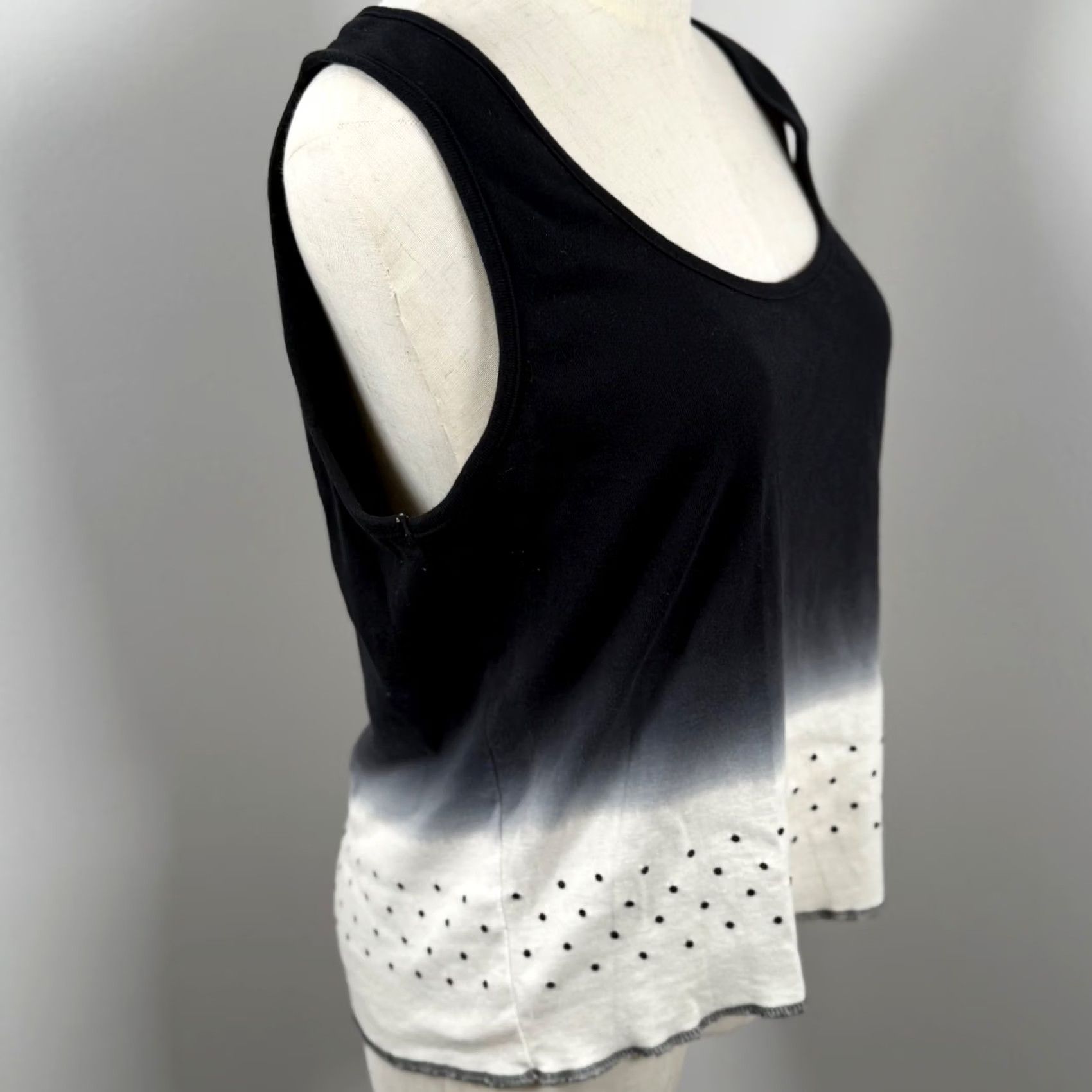 Vintage EUC Calvin Klein Tank Top Black White Ombre Dip-Dye Laser Cut Y2K Girls Womens XL Tank Top Skeptic? Size XL / US 12-14 / IT 48-50 - 4 Thumbnail