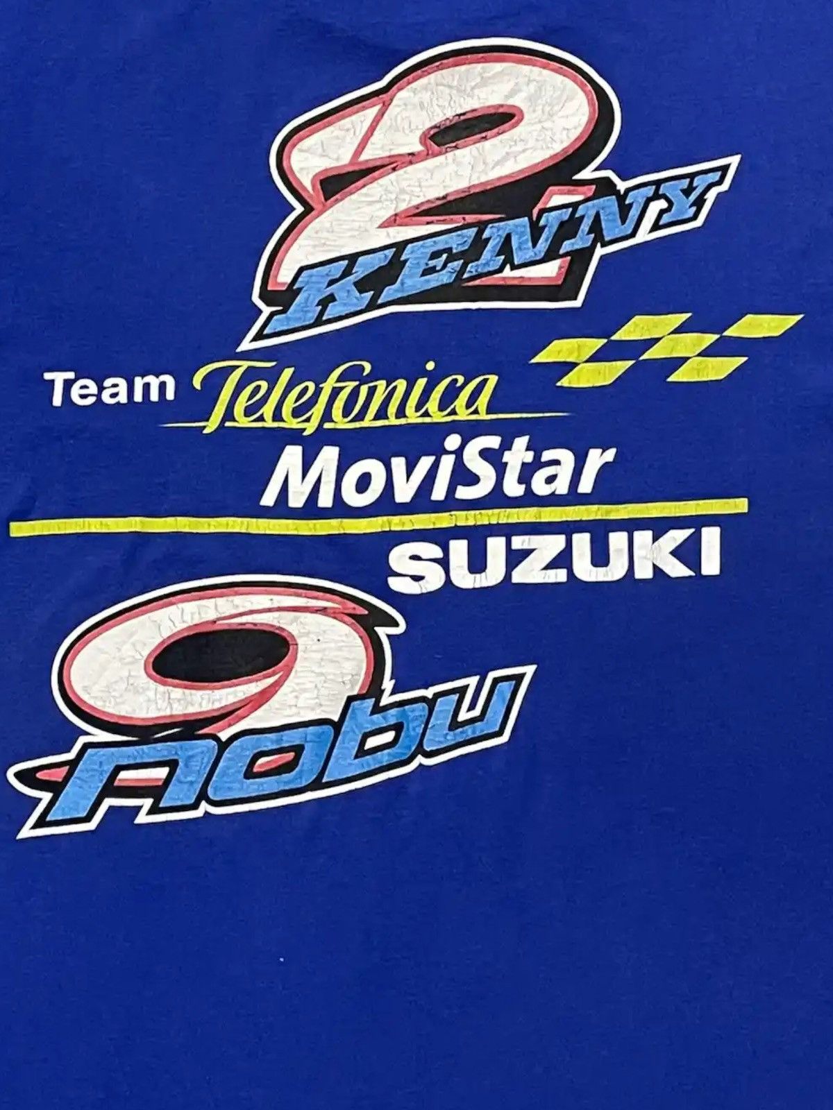 Vintage Vtg 90s Kenny Roberts Team Telefonica Movistar Suzuki Tshirt Size US M / EU 48-50 / 2 - 6 Thumbnail