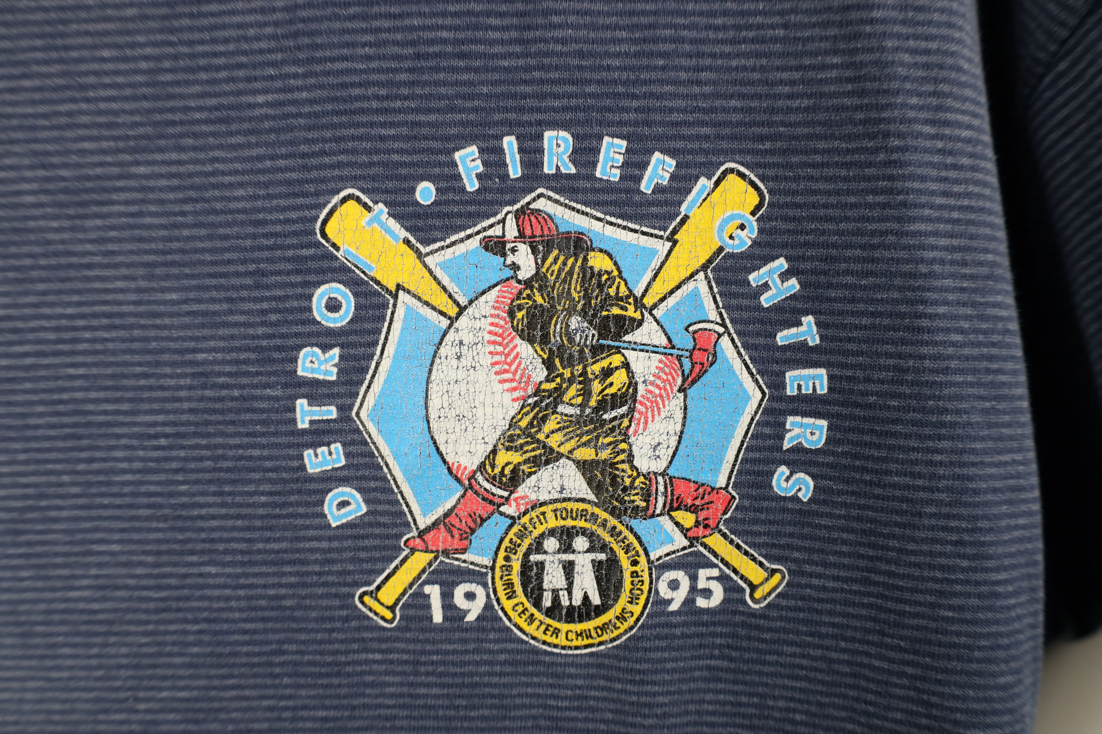Vintage Vintage 90s Firefighters Baseball Short Sleeve T-Shirt USA Size US XL / EU 56 / 4 - 4 Thumbnail