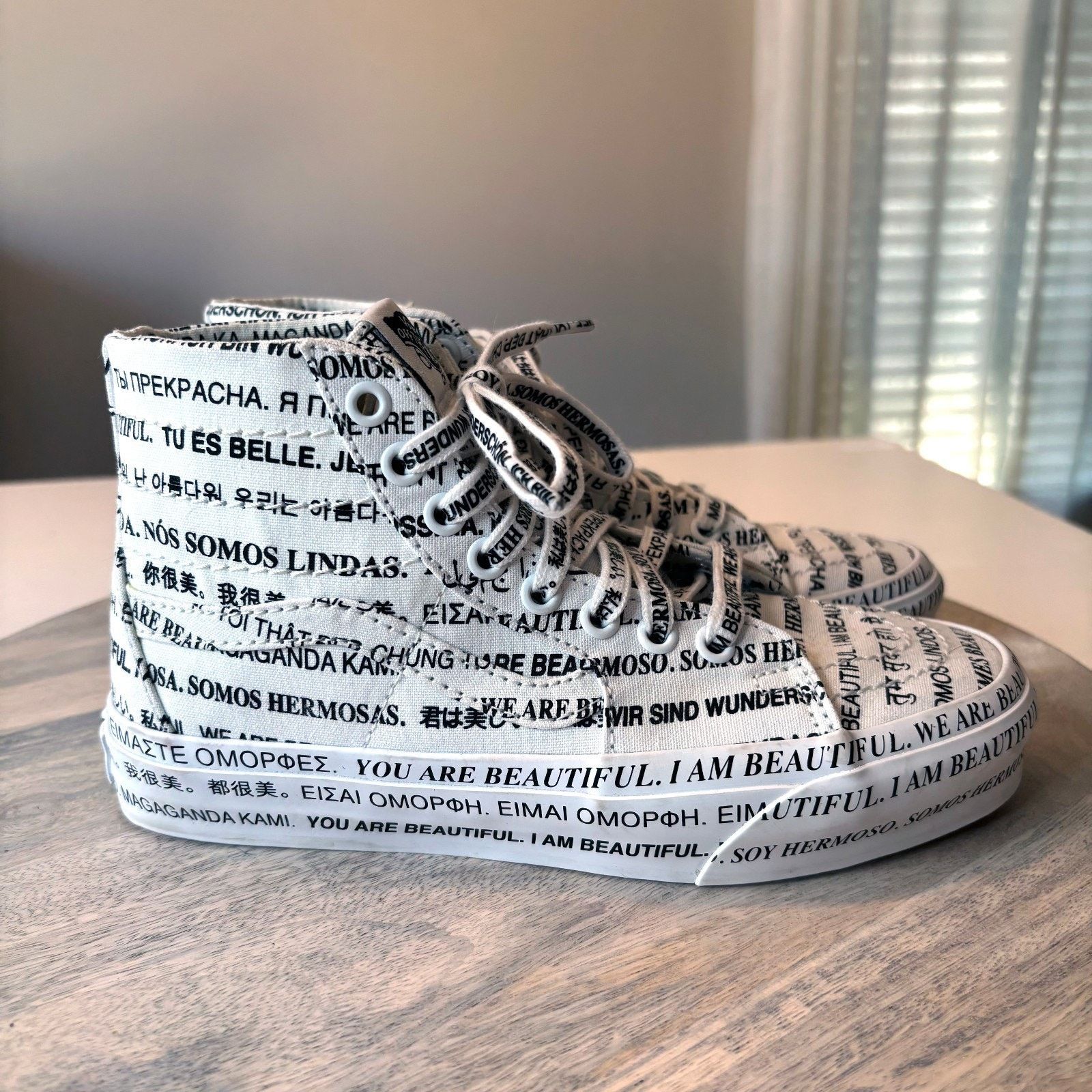 Vans Vans Sk8 We Are Beautiful White Black Print Sneakers Sz 6 Size US 6 / IT 36 - 2 Thumbnail
