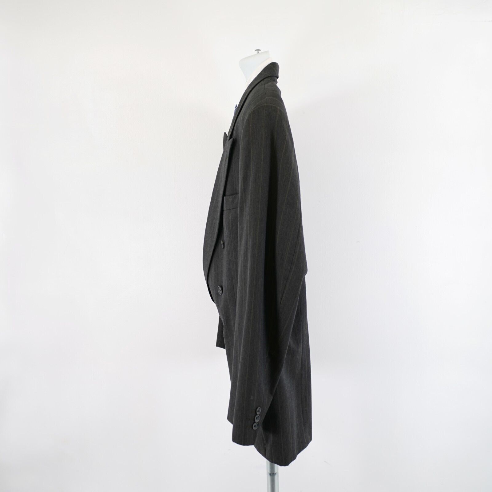 Yves Saint Laurent Yves Saint Laurent Wool Gray W/ Tan Stiped Double Breasted S Size 44L - 10 Thumbnail
