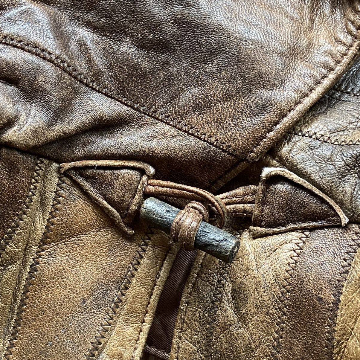 Japanese Brand 📌 Vintage York Patchwork Leather Y2K Brown Distressed Jacket Size L / US 10 / IT 46 - 6 Thumbnail