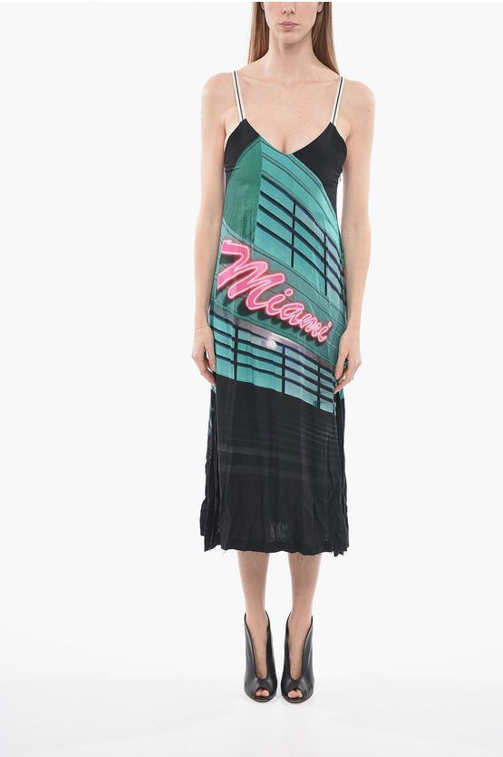 image of Palm Angels Printed Miami Dress With Raw Cut Bottom, Women's (Size XS)