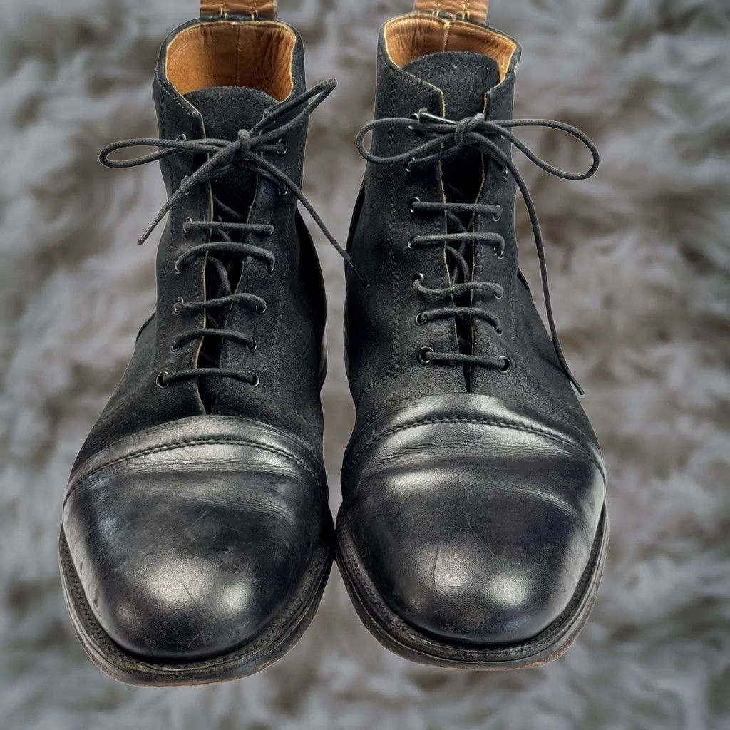 Grenson Grenson England Leather Men's Combat Boots Black • 10.5 US 9.5 UK Boots Mens Leather Black Combat Lace Up Ankle Rubber Sole UK Origin Size US 10 / EU 43 - 1 Thumbnail
