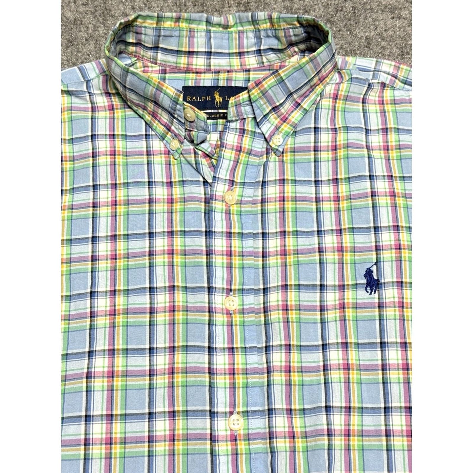 Polo Ralph Lauren Polo Ralph Lauren Shirt Mens Medium Blue PinkPink Yellow Easter Plaid Church Button-Up Size US M / EU 48-50 / 2 - 2 Thumbnail