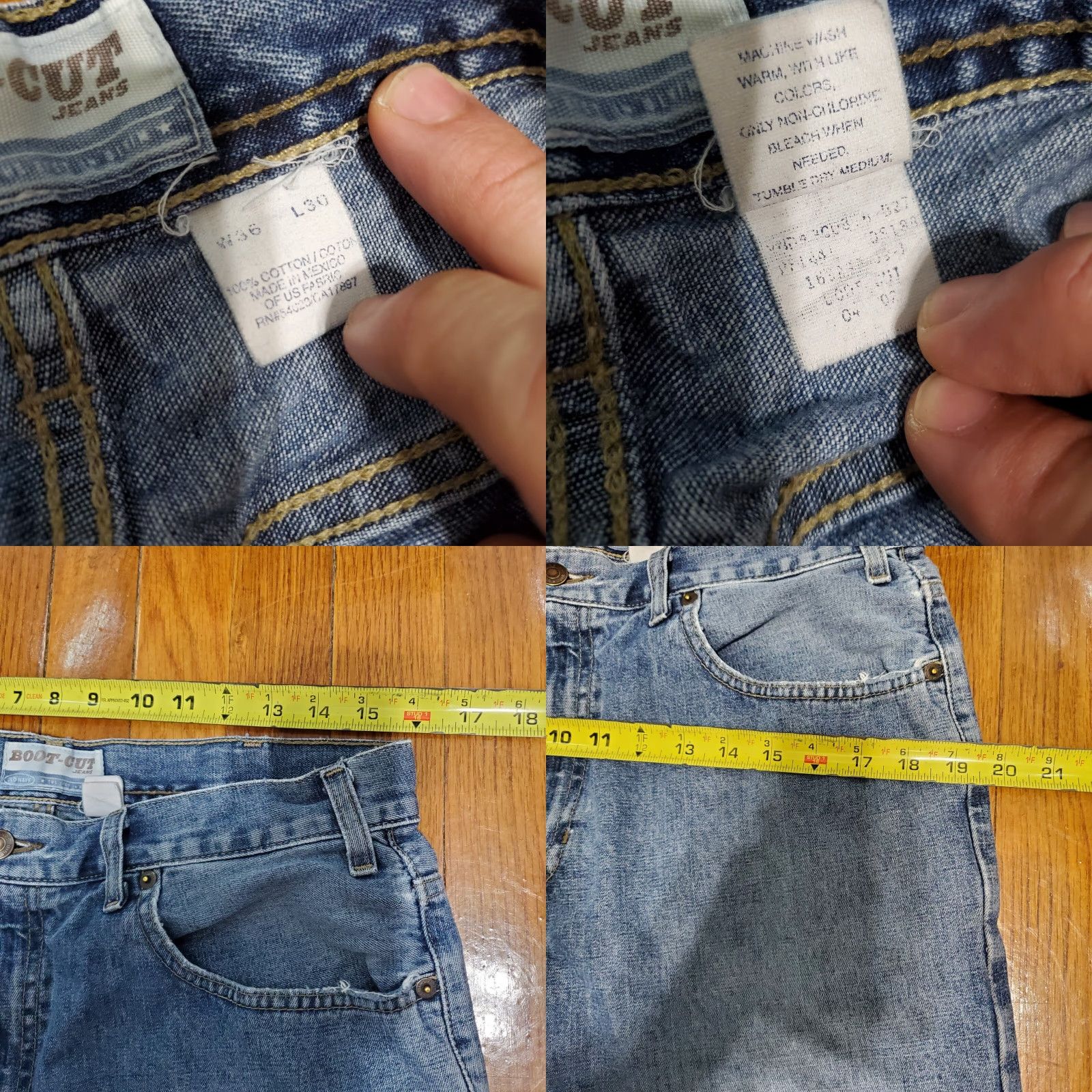 Old Navy VTG Old Navy Jeans Mens 34x30 Bootcut Distressed 90s Grunge Boot Cut 5-Pocket Denim Blue Cotton Regular Old Navy The Authentic Boot-Cut Mens Jeans Size US 34 / EU 50 - 8 Thumbnail