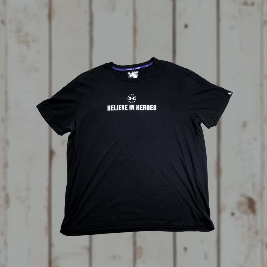 Under Armour Under Armour Shirt Mens 2XL Black BELIEVE IN HEROES Wounded Warrior Project Tee Graphic Print Short Sleeve Crew Neck Loose Fit Summer Size US XXL / EU 58 / 5 - 1 Thumbnail