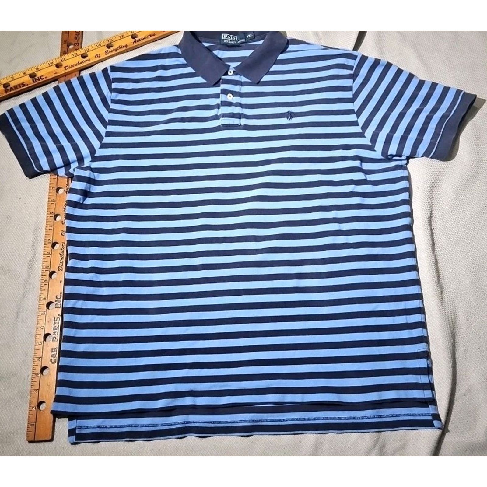 Ralph Lauren Ralph Lauren Polo Shirt Mens 2XL Blue Striped Preppy Button Pony Logo Casual Polo Shirt Size US XXL / EU 58 / 5 - 3 Thumbnail