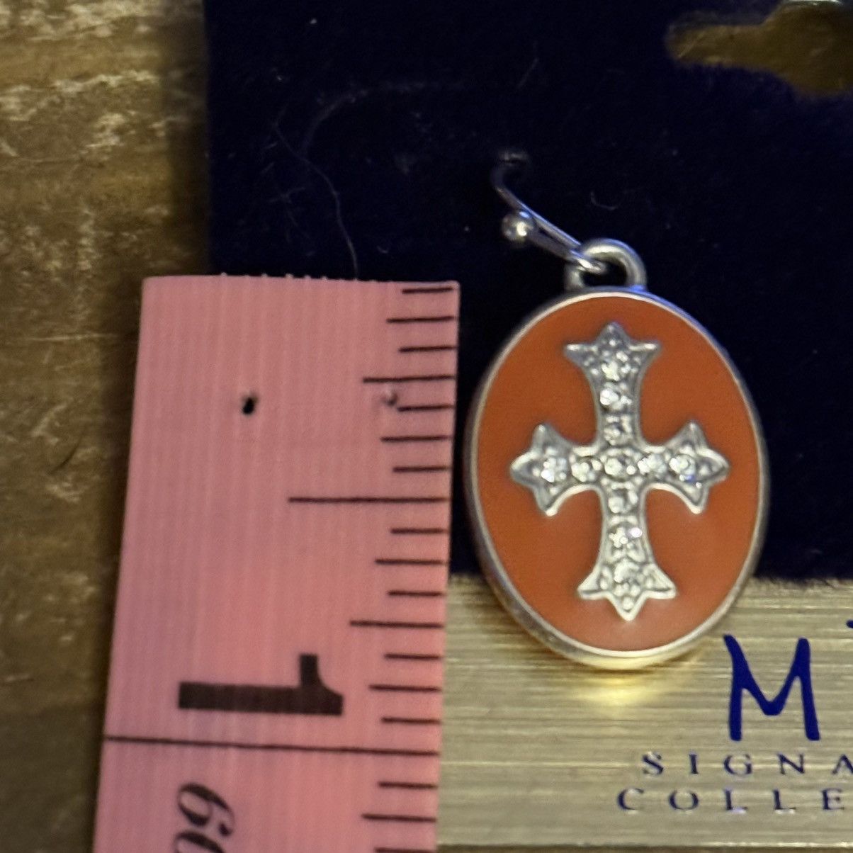 Other MX Collection orange oval silver CZ cross dangle earrings Size ONE SIZE - 3 Thumbnail