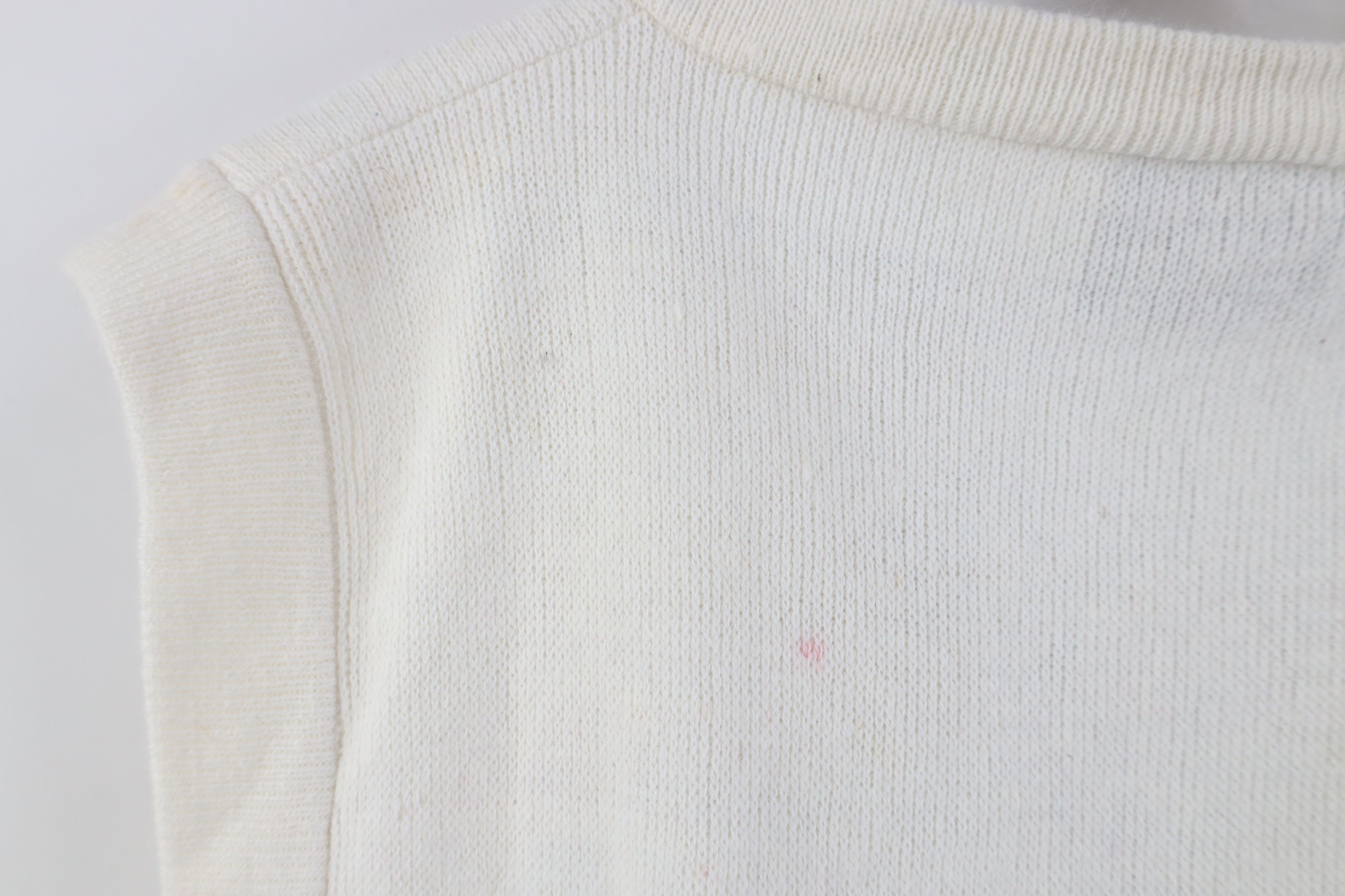 Vintage Vintage 70s Streetwear Flower Knit Sweater Vest White Size M / US 6-8 / IT 42-44 - 9 Thumbnail