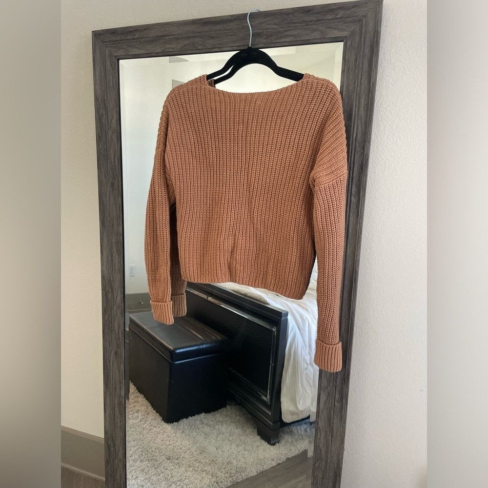 Bar III Bar 3 cream dropped v neck cable knit sweater Size S / US 4 / IT 40 - 3 Thumbnail