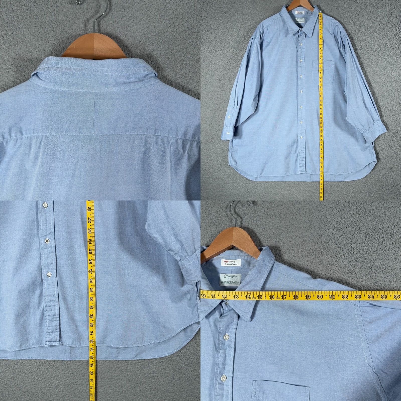 Vintage VINTAGE Gitman Bros Dress Shirt 2X2 Ply TTX Pinpoint Oxford Blue 20 Tall 34 Neck Button-Down Collar Mens Shirt Size US XXL / EU 58 / 5 - 8 Thumbnail