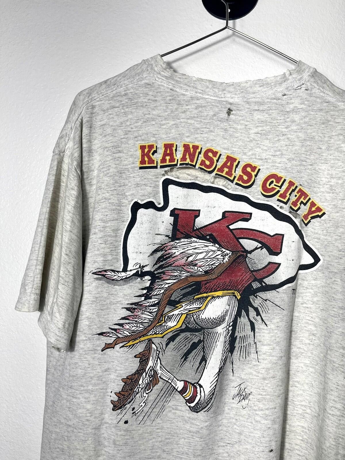 Nutmeg VTG 1990’s Kansas City Chiefs Nutmeg Mills Jack Davis Shirt Size US XL / EU 56 / 4 - 5 Thumbnail